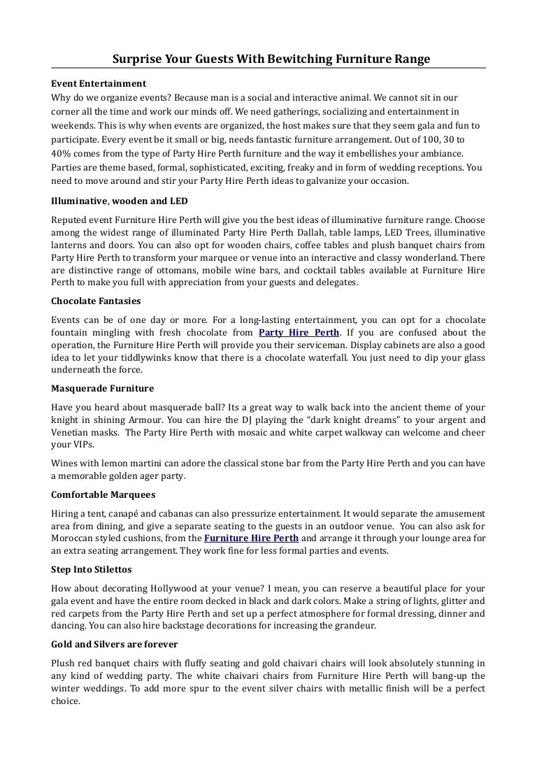 Furniture Hire Perth Specialist