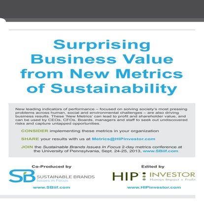 Surprising Business Value from New Metrics of Sustainability 2013