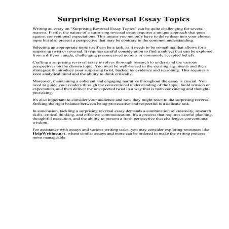 Surprising Reversal Essay Topics