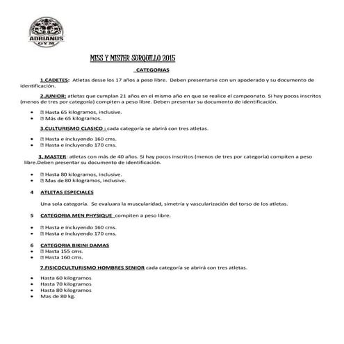 Surquillo categorias