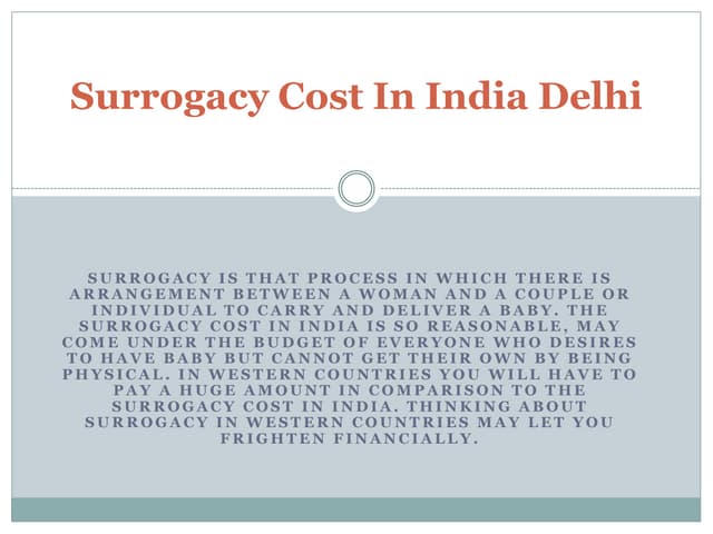 Surrogacy cost in india delhi