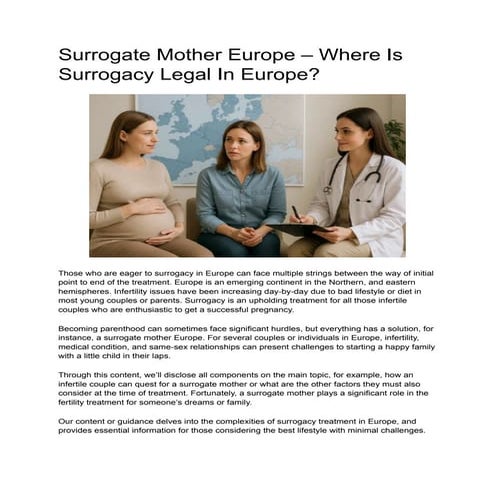 Surrogate Mother Europe – Where Is Surrogacy Legal In Europe | PDF