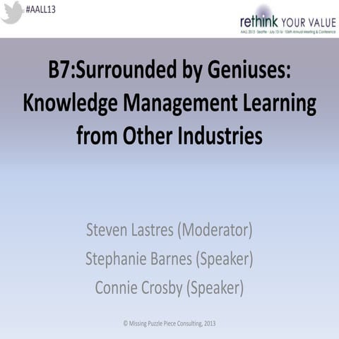 Surrounded by Geniuses: Knowledge Management Learning From Other Industries