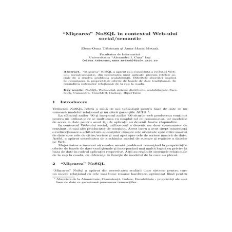 Miscarea "NoSQL" in contextul Web-ului social/semantic