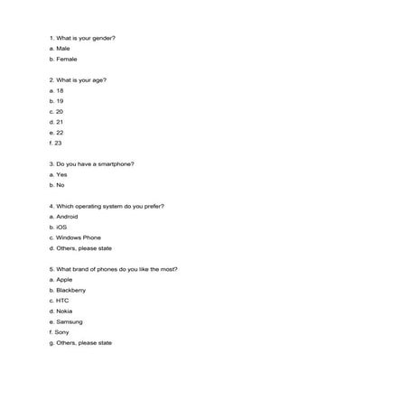 Questionnaire for mobile servey | DOCX