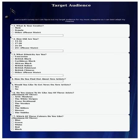 Music questionnaire | PDF