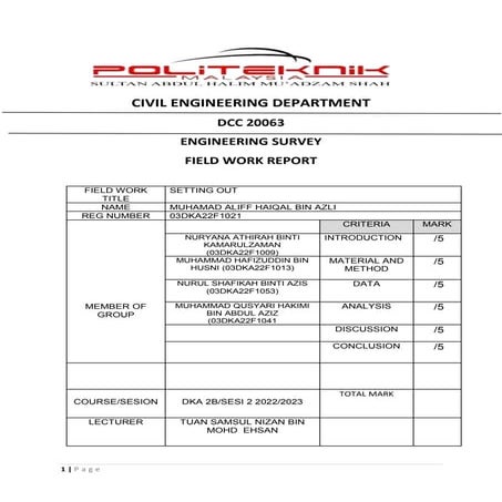 REPORT SURVEY LEVELLING CIVIL ENGINEERING.pdf