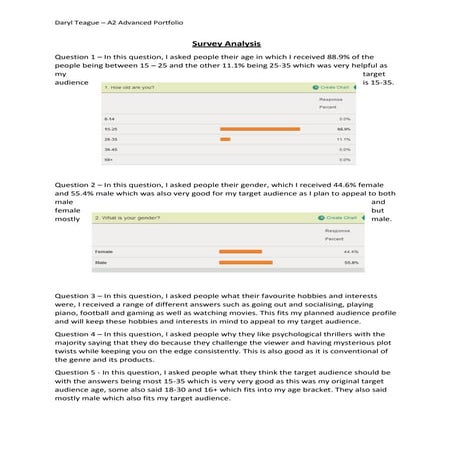 Survey analysis - A2 Advanced Portfolio