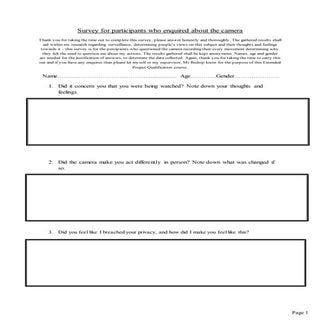 Survey for the camera one