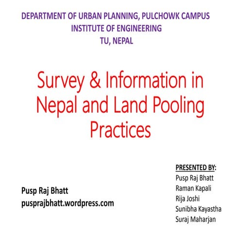 Survey & information in nepal and land pooling practices