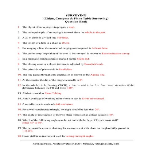 Surveying - chain, compass and plane table surveying