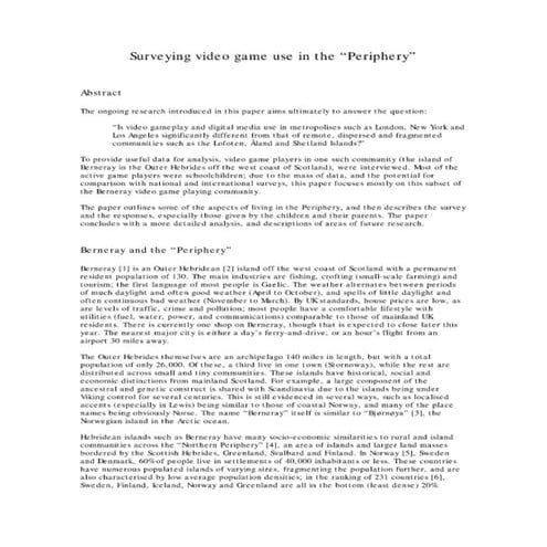 Surveying video game use in the “Periphery”