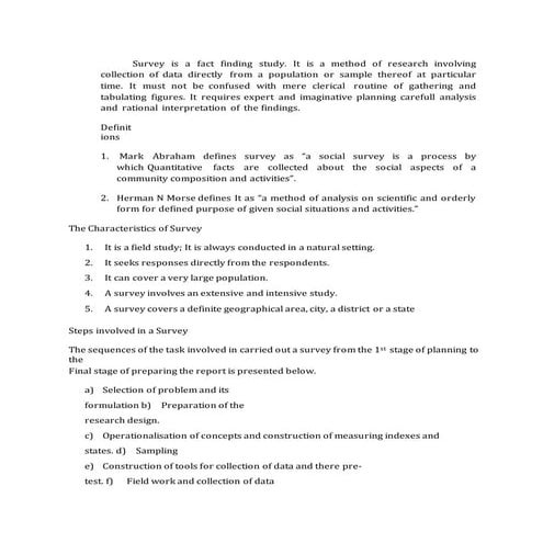 Survey is a fact finding study