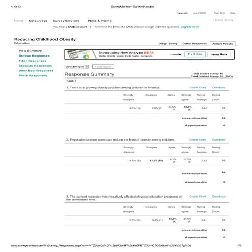 Survey monkey   survey results