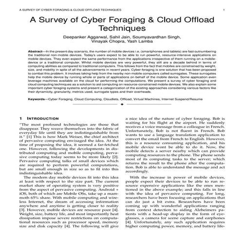 Survey of Foraging Techniques