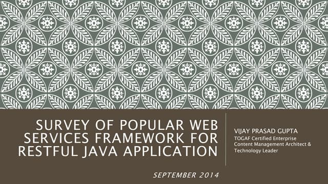 Survey of restful web services frameworks