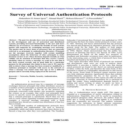 Survey of universal authentication protocol for mobile communication