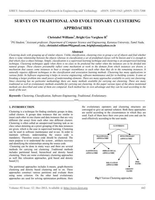 Survey on traditional and evolutionary clustering approaches