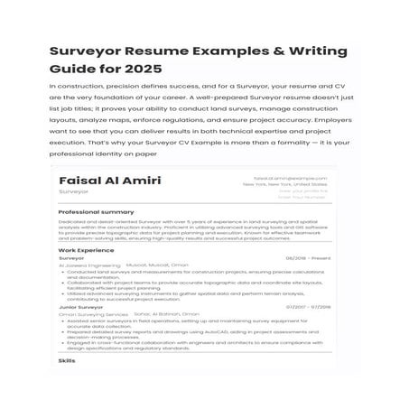 Surveyor Resume Examples & Writing Guide for 2025