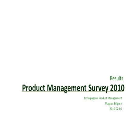 Survey Product Management 2010