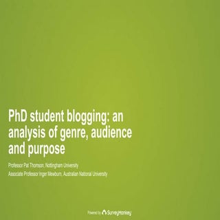 Why do doctoral researchers blog?