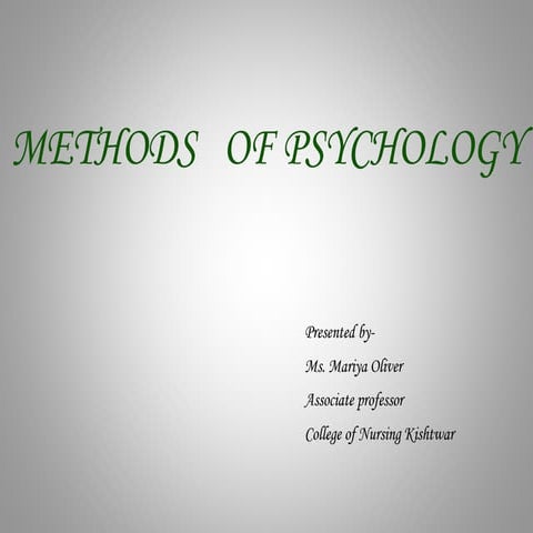 Methods of psychology | PPTX