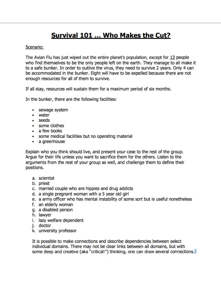 survival-101-worksheet