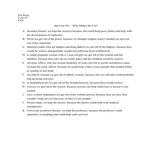 Survival activity instructions | PDF