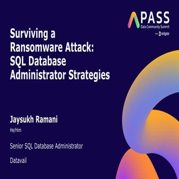 Surviving a SQL Database Ransomware Attack: SQL DBA Strategies