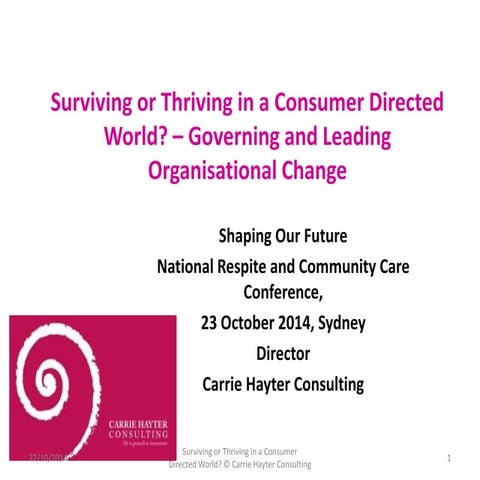 Surviving or Thriving in a Consumer Directed World - Governing and Leading Or...