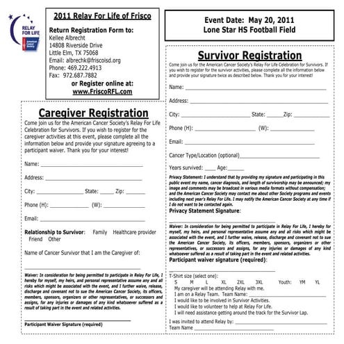 Survivor & Caregiver Registration Form | PDF