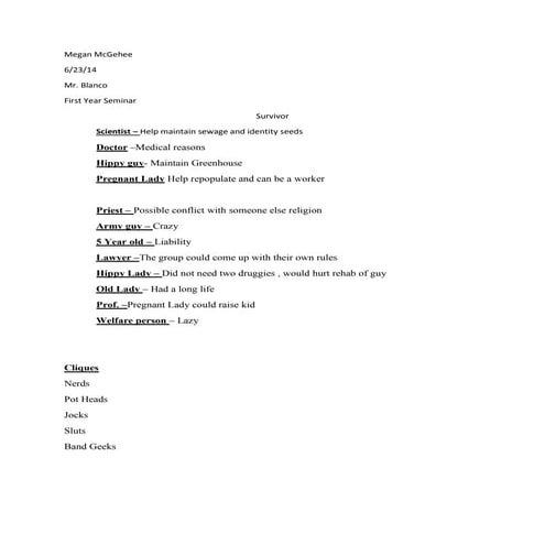 Survivor doc1 | PDF