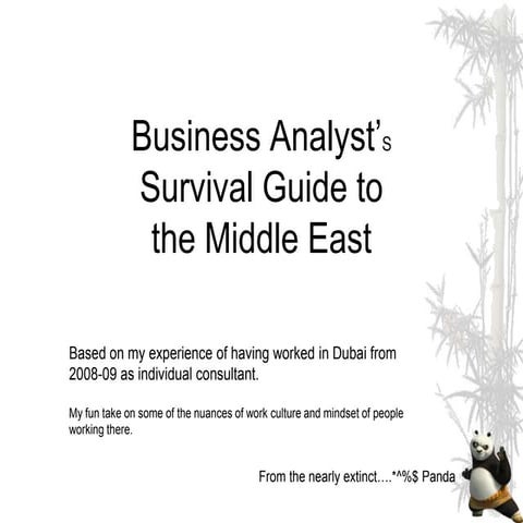 A Business Analyst's guide to survival in the Middle East