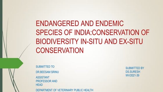 Endangered and Endemic species of India | PPTX | Geography | Science