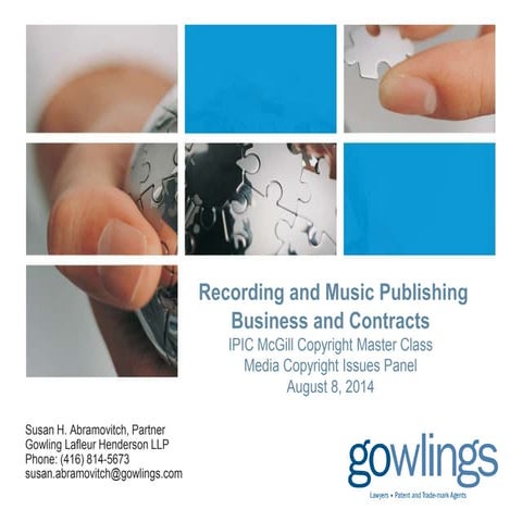 Business and contracts in the recording and music publishing industry