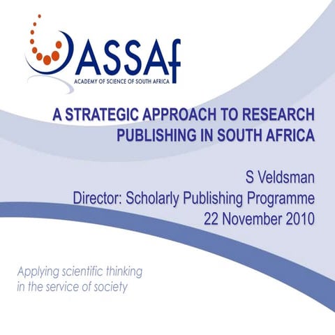 A strategic approach to research publishing in South Africa