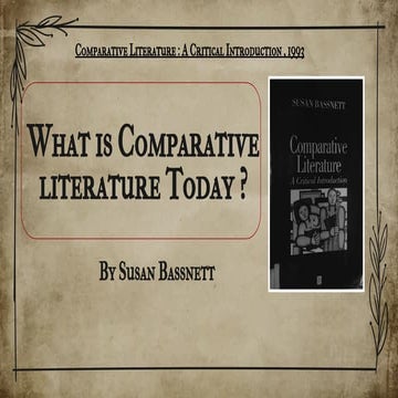 What is Comparative Literature Today? - Article by Susan Bassnett