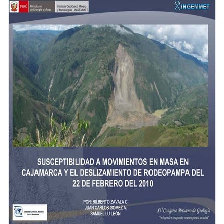 Susceptibilidad a movimientos en masa en Cajamarca y el deslizamiento de Rode...