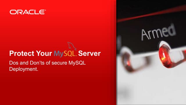 2014 OpenSuse Conf: Protect your MySQL Server