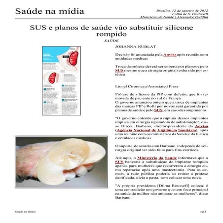 Sus e planos de saúde vão substituir silicone rompido