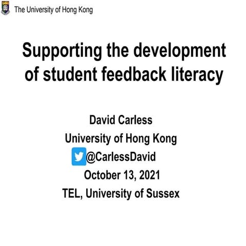 Supporting the development of student feedback literacy