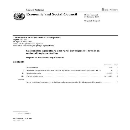 Sustaible Agriculture And Rural Development Trends In National