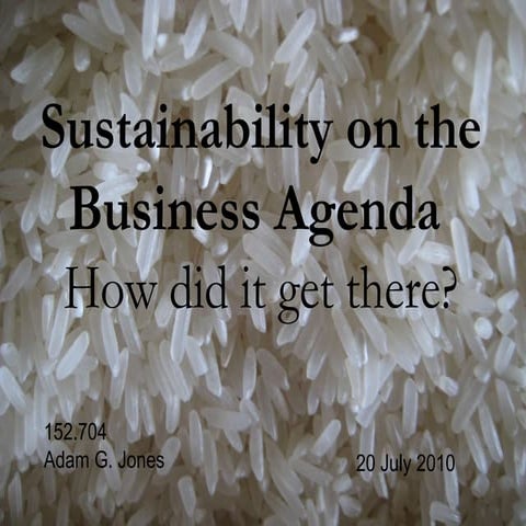 Sustainability on the Business Agenda