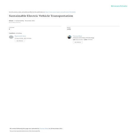 The Impact of Electric Vehicles on Energy Demand and Sustainability | PDF