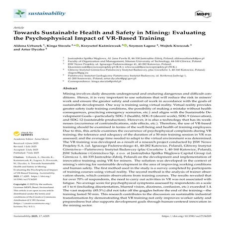 health and safety in mining  evaluation using VR
