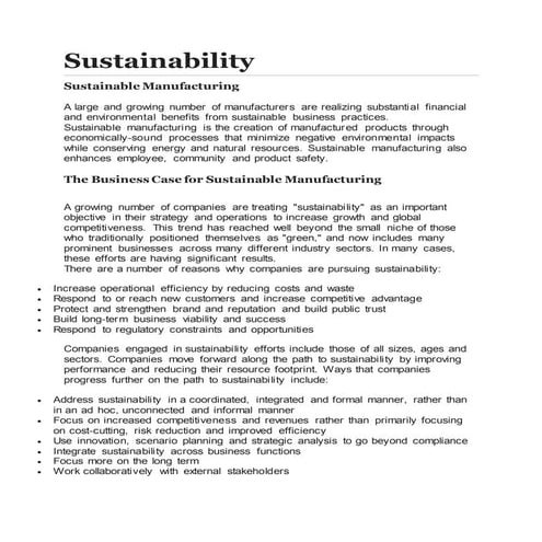 Sustainability