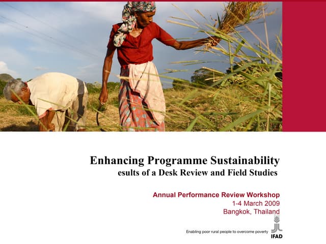 Results of the assessment of sustainability in IFAD-supported projects - TANGO