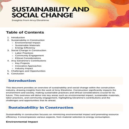 Sustainability and Social Change in Construction: Insights from Arvy Ebrahime!