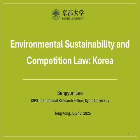 Environmental Sustainability and Competition Law: Korea | PDF