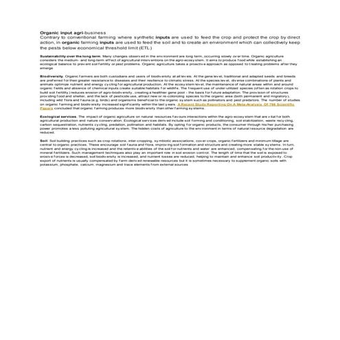 Sustainability in agriculture